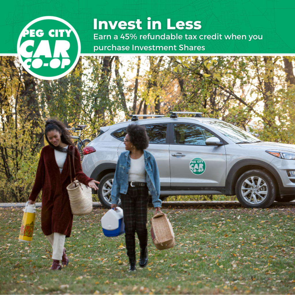 Invest in Less: Investment Share opportunity with Peg City Car Co-op, two friends walking in the park
