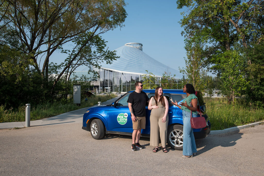 Make a video showcasing your next Peg City adventure and earn driving credit! Here's a group of members at The Leaf!